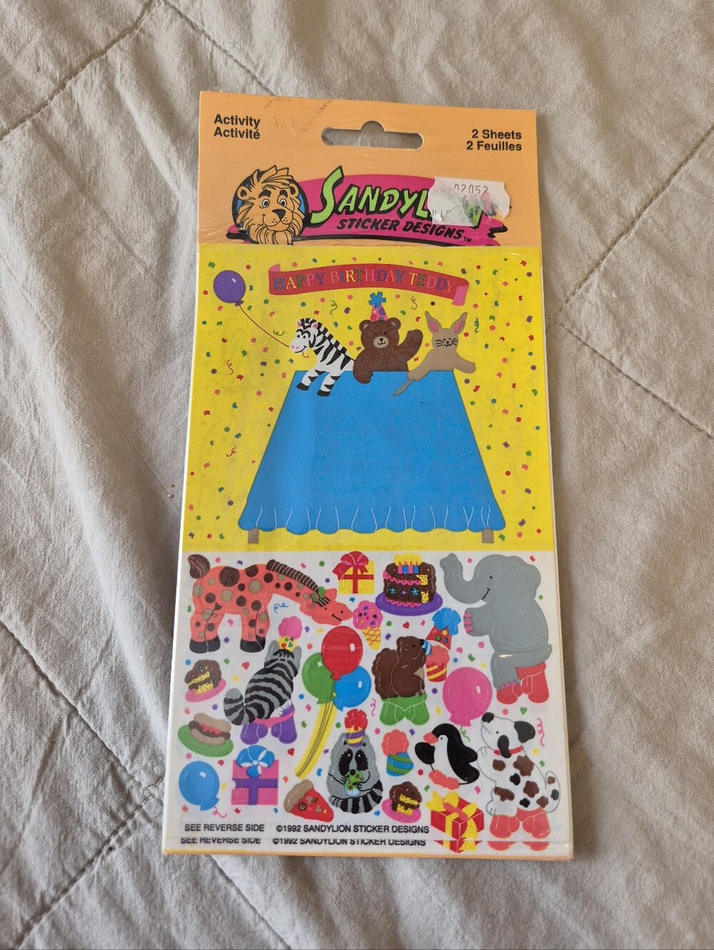 Vintage Sandylion Happy Birthday Teddy Bear Sticker Sheet